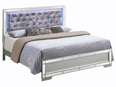 Elegant Silver Champagne Glam Full Bed