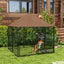 PawHut Outside Dog Kennel, 4.6' x 4.6' x 5' Puppy Play Pen with Canopy, Garden Playpen Fence Crate Enclosure Cage Rotating Bowl, Black