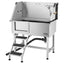 38" Dog Grooming Bath Tub Stainless Steel w/ Stairs Faucet Left Door