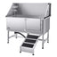 62 Inch Dog Grooming Bath Tub Stainless Steel w Ramp Water Filter