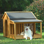 60.2" Large Wooden Dog House with Porch, Cabin Style Dog Crate with Asphalt Roof and Elevated Floor, Dog Kennel with Side Window and Doors, Perfect for Medium & Large Dogs, Nature