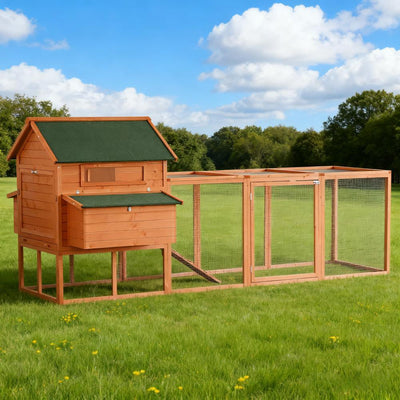 Chicken Coop Wooden Large Chicken House Deluxe Rabbit Hutch Lockable Poultry Hen Cage