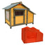 45"large solid wood dog house, waterproof PVC plastic roof, breathable wooden doors