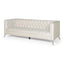 Contemporary 3-Seater Sofa with Button-Tufted Design in Beige Fabric with Iron Legs