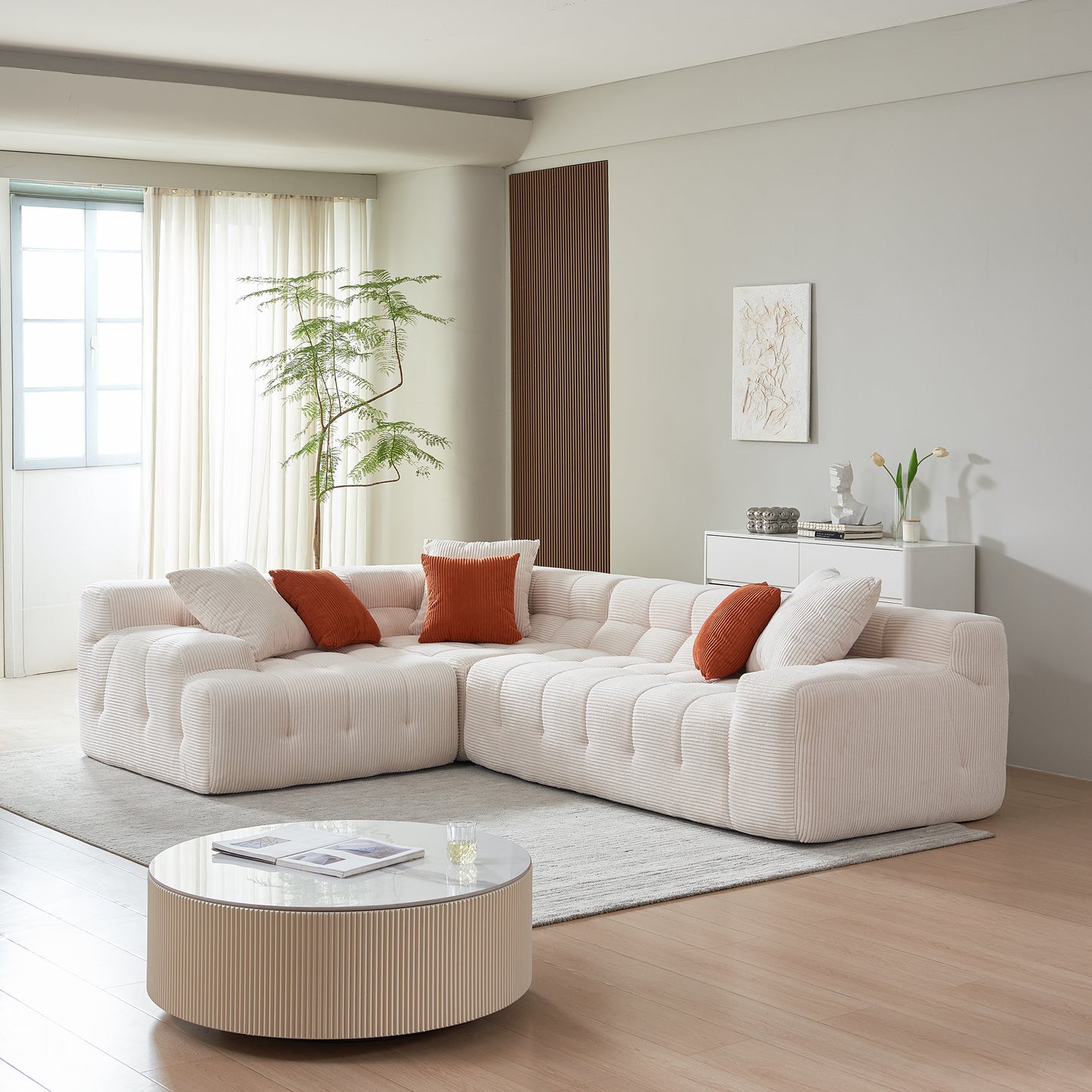 [ Video Provided]  L-Shape Sectional Couch with Chaise,Modern Modular Sofa with Deep Seat, Upholstered Couches for Living Room Bedroom,No Assembly Required