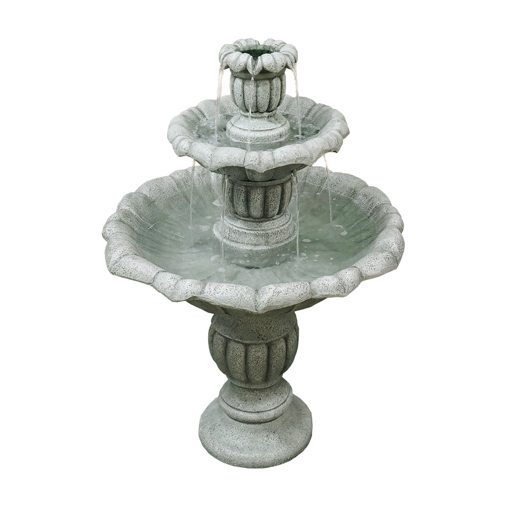 39.3”H Birdbath Garden Waterfall Fountain - 3-Tiered Pagoda Zen Modern Outdoor Floor Standing Fountain with Pump for Backyard,Deck,Lawn, Porch（Pump cord long 9.83ft）