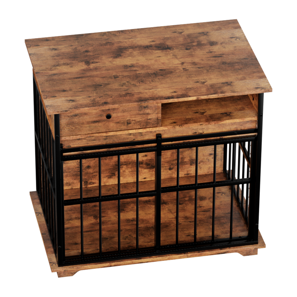 Dog Crate Furniture , Large Dog Cage Furniture with Tray for Medium Large Dogs, Wooden Dog Kennel Furniture