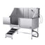 62 Inch Dog Grooming Bath Tub Stainless Steel w Ramp Water Filter Left