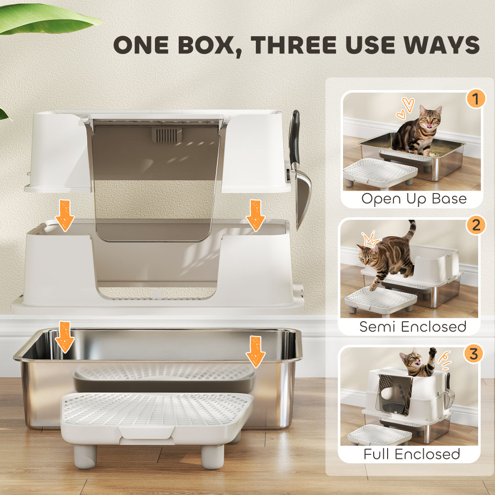 Cat Litter Box ,Top And Side Entry Enclosed Litter Box With Flip Top