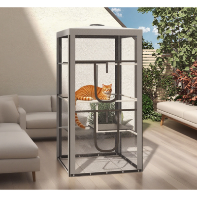 Cat House Cat House Kitten Enclosure Mesh Playpen Steel Frame