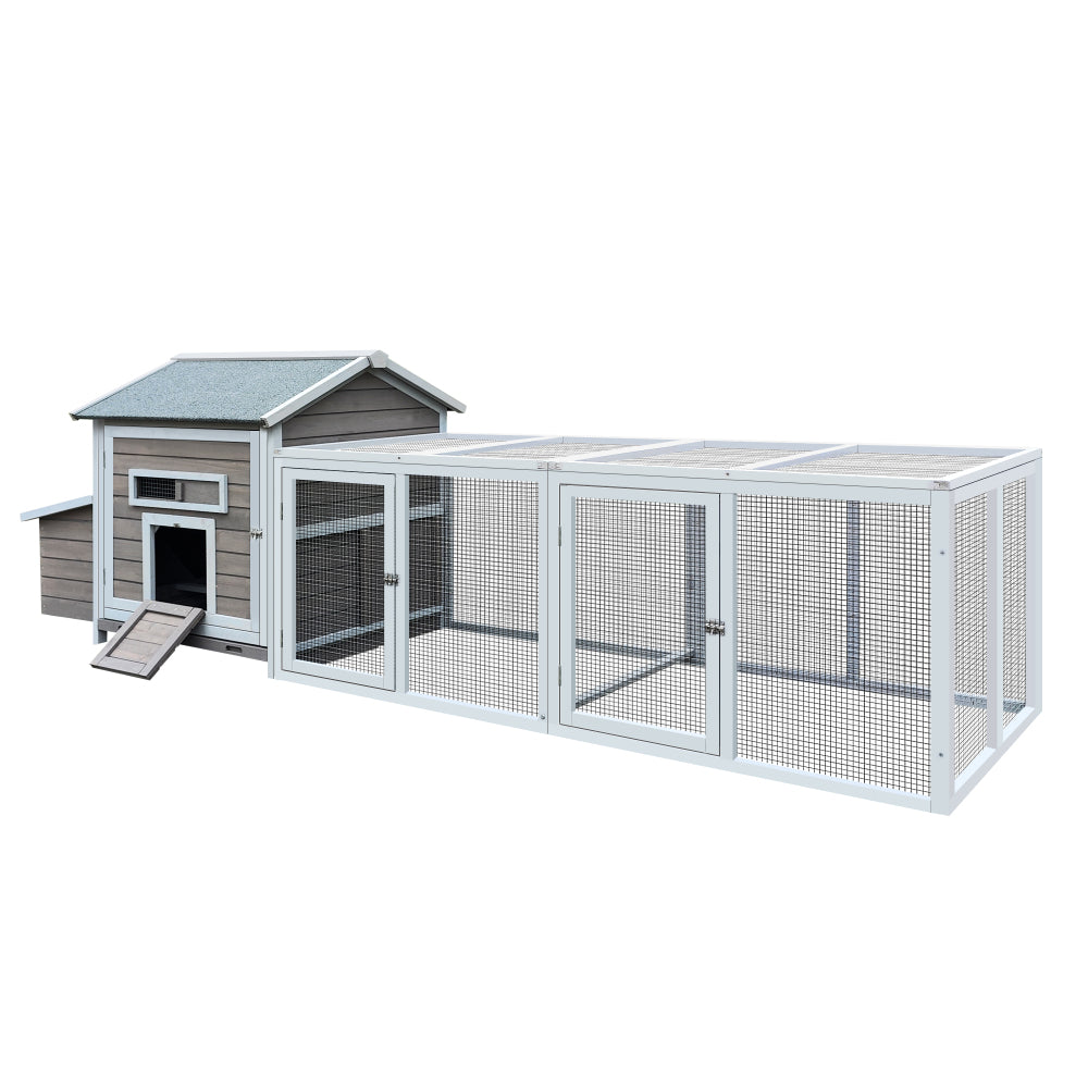 118＂Wooden Chicken Coop Outdoor Hen House Poultry Cage with Free-range Doors, Nesting Box,Leakproof Pull-on Tray