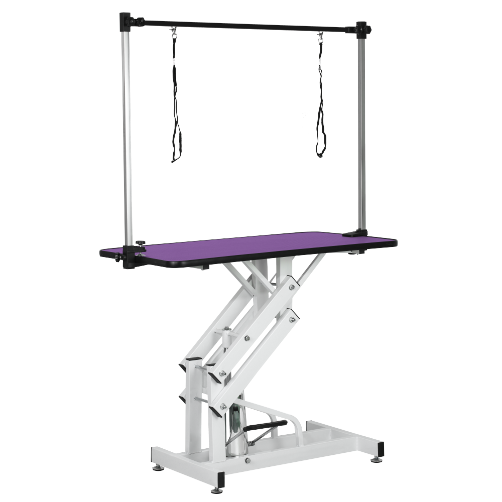 42.5INCH HYDRAULIC PET GROOMING TABLE WITH "H" ARM PURPLE