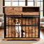 Dog Crate Furniture , Large Dog Cage Furniture with Tray for Medium Large Dogs, Wooden Dog Kennel Furniture