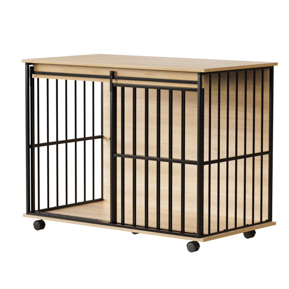 Dog Crate Furniture , Large Dog Cage Furniture with Tray for Medium Large Dogs, Wooden Dog Kennel Furniture