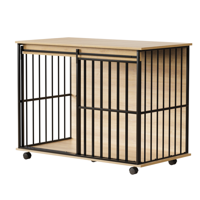 Dog Crate Furniture , Large Dog Cage Furniture with Tray for Medium Large Dogs, Wooden Dog Kennel Furniture