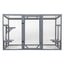 Outdoor Wood Cat Enclosure, Patio Cat Catio House with 3 Platforms, Lockable Door, Sun Sheet Roof, Large Run for Pets, Gray