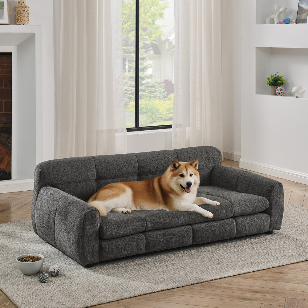Soft and comfortable pet bed for big and oversized dogs, durable elevated dog sofa bed, comfortable dog sofa, modern and fashionable linen fabric dog sofa-Dark Blue