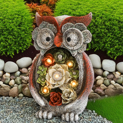 Garden Solar Resin Owl Decoration with 4 LED Lights