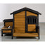 Large Wooden Dog House with Storage Box and Feeding Station, Outdoor Pet Kennel with Asphalt Roof, Porch, and Lockable Door – Weatherproof Fir Wood Dog Home for Small to Medium Dogs