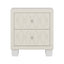 SunJet  Elegant Velvet Nightstand with 2 Drawers and Crystal Handle, Storage Bedside Table with Button-Tufted, Beige