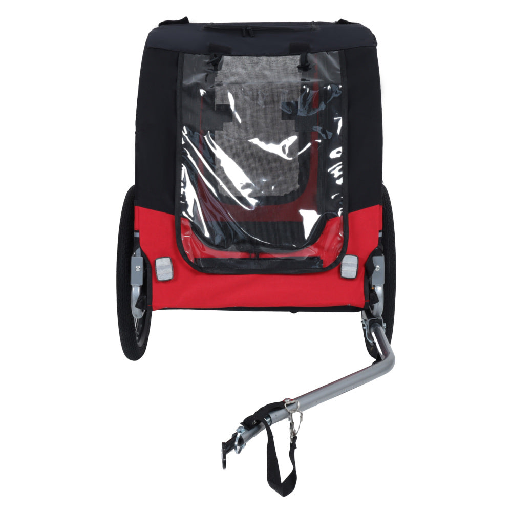 Large Folding Bike Trailer for Dogs – 66LB Capacity All-Terrain Pet Carrier, Durable Steel Frame for Cycling, Jogging, Camping & Outdoor Adventures, Black- Red