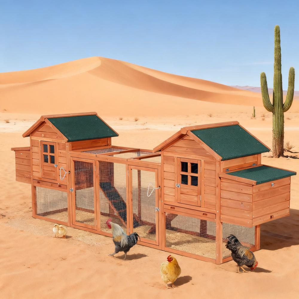 Chicken coop 124" Dual Chicken Coop Wooden Large Chicken House Rabbit Hutch Hen Poultry Cage Backyard
