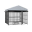 Large Dog Kennel Outdoor Pet Pens Dogs Run Enclosure Animal Hutch Metal Coop Fence with Roof Cover(6.6'L x 6.6'W x 6.4'H)