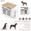 2 IN 1 Modern Dog Crate Kitchen Island With Storage for Small-sized Dogs up to 40lbs, 33.8" L, Cream White Dog Furniture End Table  with Wheels