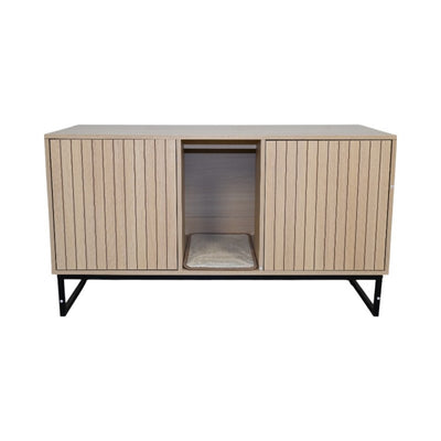 Modern Wooden Cat House with Scratching Mat - 47.64" x 21.46" x 25.98", 76.4 lbs