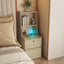 SunJet Nightstand with Charging Station, Smart Nightstand with Night Light, Modern Night Stand with Bookshelf, Bedside Tables with Storage Cabinet for Bedroom, Wood