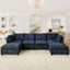 Comfy Cloud Couch Sectional  4 Seat Sofa with 2 Ottoman, Chenille Sofa Sleeper Deep Seat Sofa with Throw Pillows for Living Room(Blue)