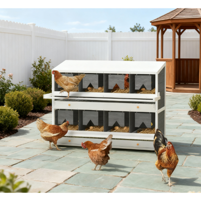 Chicken Nesting Box, 8 Compartment Wood Laying Boxes for Chicken Coop