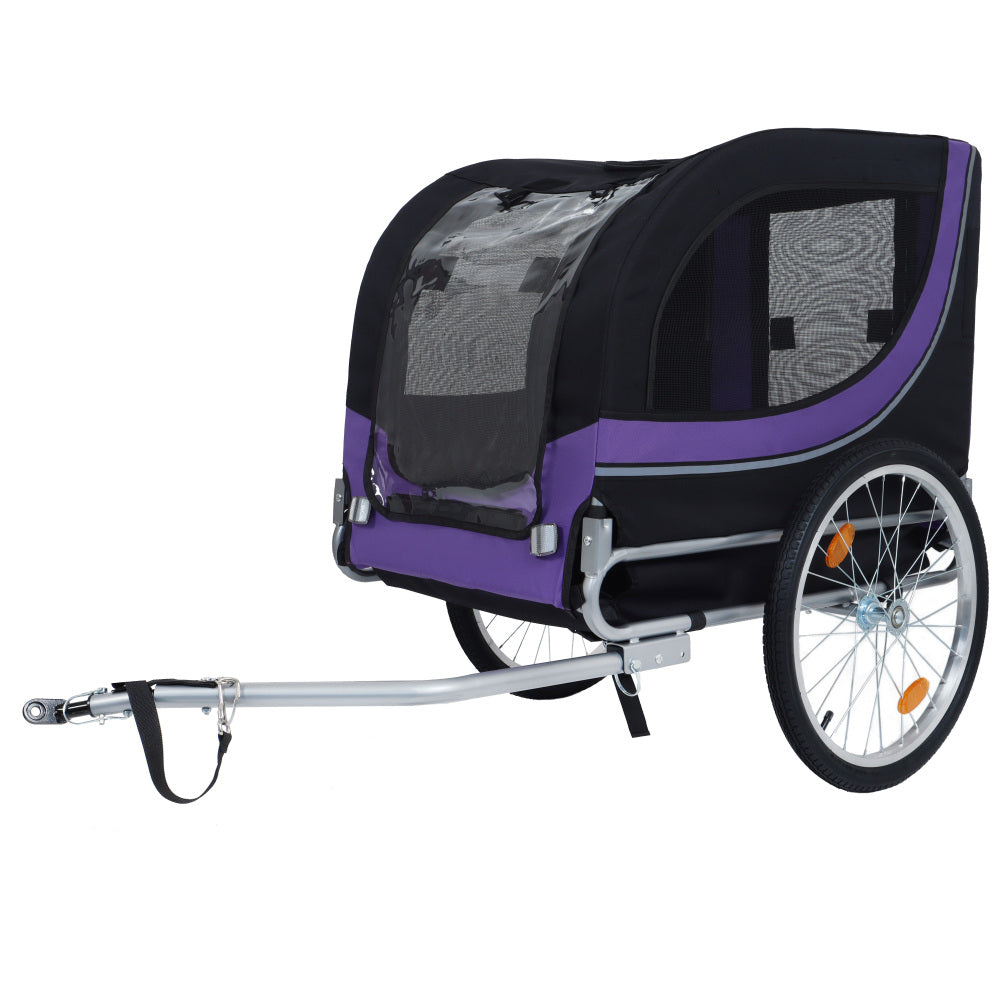 Large Folding Bike Trailer for Dogs – 66LB Capacity All-Terrain Pet Carrier, Durable Steel Frame for Cycling, Jogging, Camping & Outdoor Adventures, Black- Purple