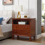 SunJet Open Space and 2 Drawers Dresser Nightstand with Charging Station, Farmhouse End Table with USB Ports and Outlets, Fluted Pilasters Design Side Table with Solid Wood Legs for Bedroom