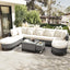 GO 7 Pieces Large Size Outdoor Wicker Sofa Set, Rattan Conservation Sectional Free Combination, Patio Furniture with 2 Coffee Table and Pillows for Garden and Deck, Beige