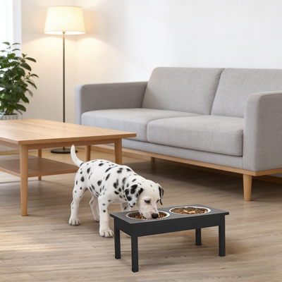 Black Pet Feeder Stand,Wooden Dog Food Bowls Stand