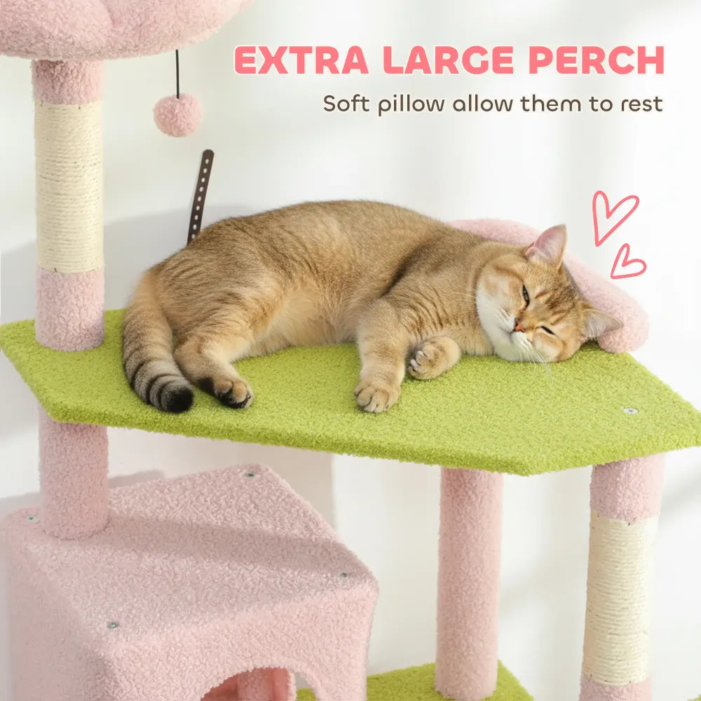 Large Cat Tower with Scratching Post & Board 74" Flower Cat Tree