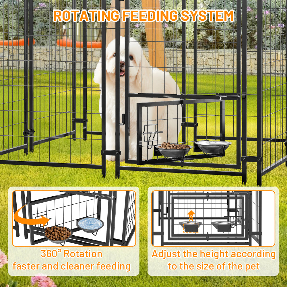 Outdoor Dog Kennel 4.23'x3.83'x4.83' with Roof, Heavy Duty Welded Wire Crate, All-Weather Protection & Safe Lock Design for Dogs and Pets