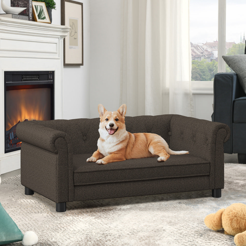 Elegant Rectangle Pet Bed for Small and Medium Dogs, Durable Elevated Dog Sofa Bed, Comfortable Dog Couch, Modern and Stylish Dog Sofa for Small and Medium Dogs,Beige