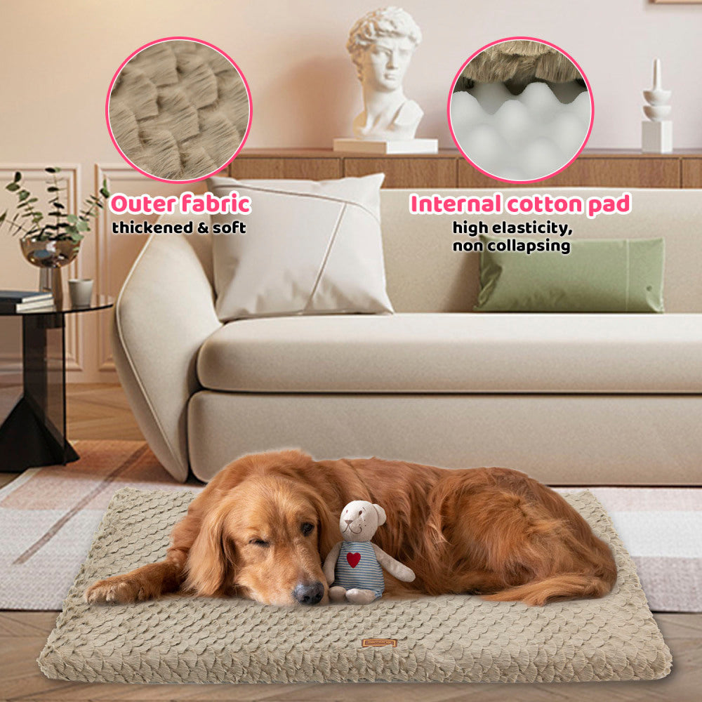 Premium Plush Dog Bed With Removable Washable Cover - All-Season Anti-Slip Pet Mat For Dogs & Cats, Indoor Outdoor Use In Crate, Kennel & Home - Ultra Soft Warmth For Year-Round Comfort