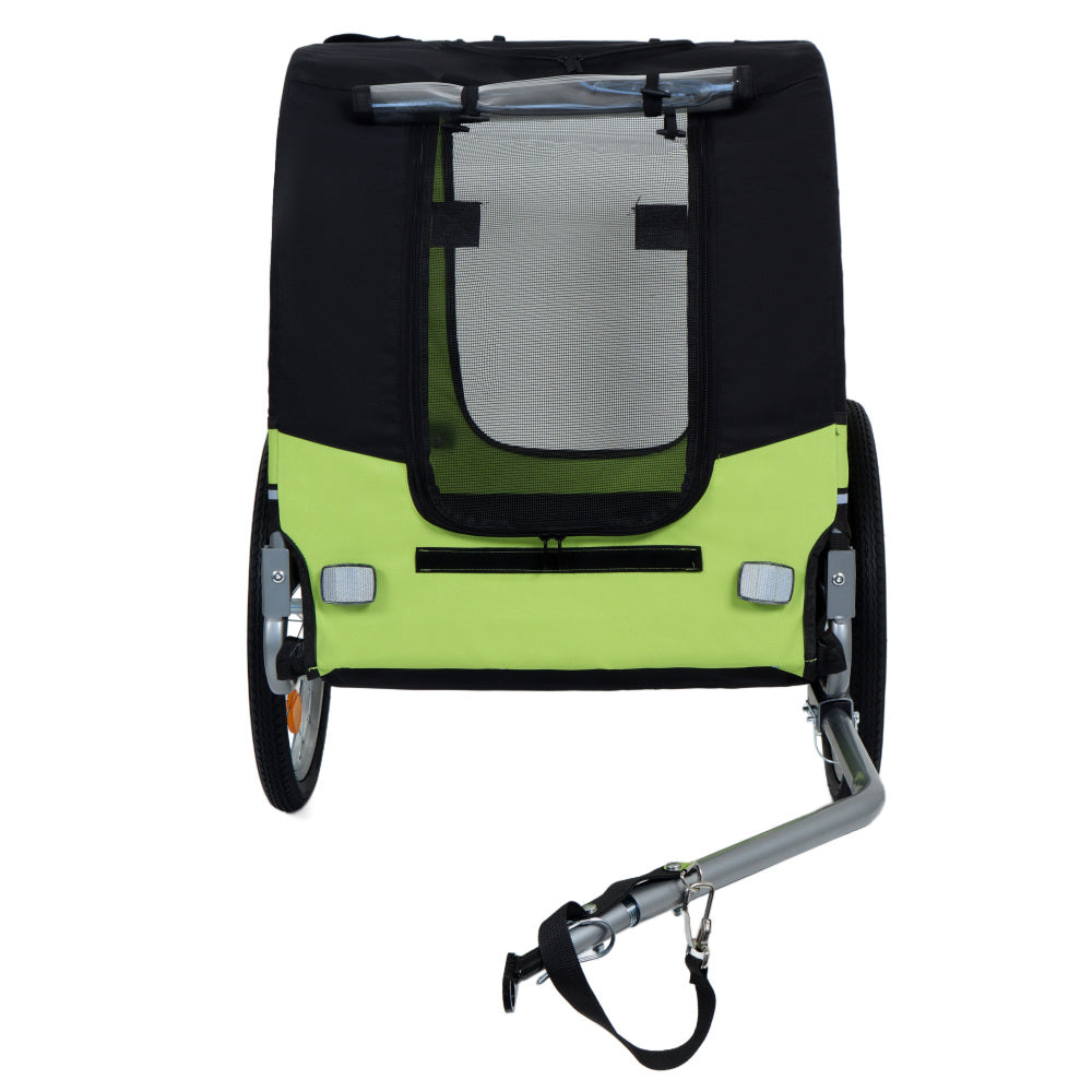 Large Folding Bike Trailer for Dogs – 66LB Capacity All-Terrain Pet Carrier, Durable Steel Frame for Cycling, Jogging, Camping & Outdoor Adventures, Black- Green