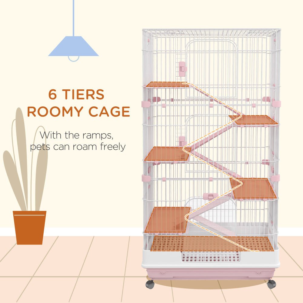 Small Animal Cage Rabbit Hutch with Universal Lockable Wheels