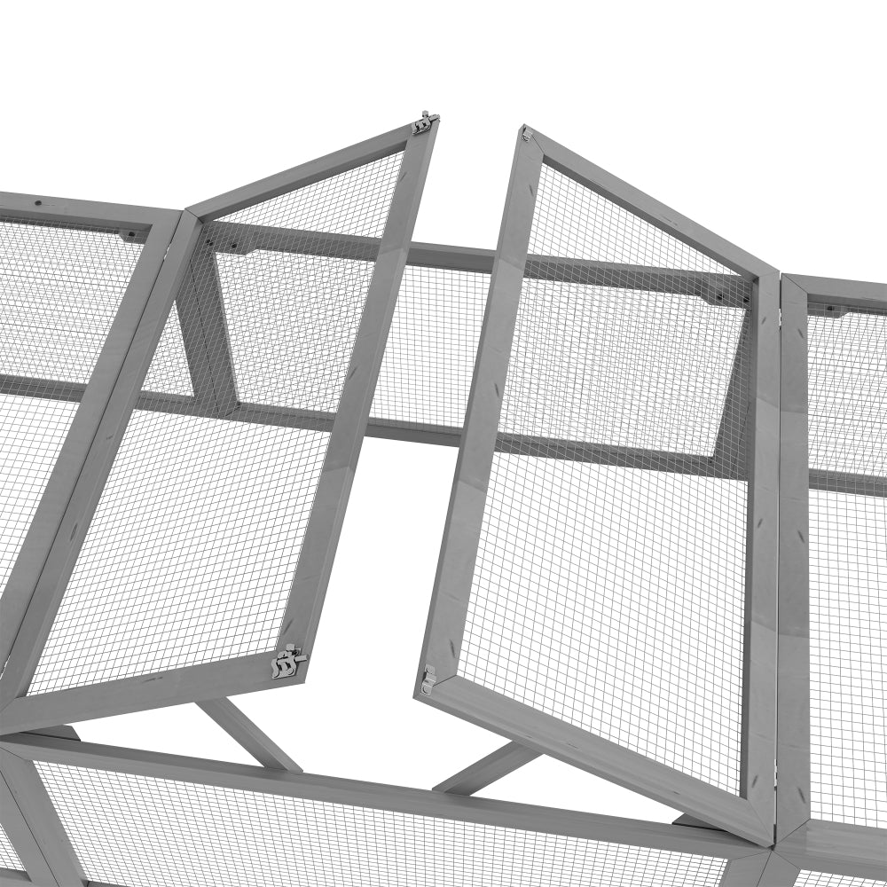 Large Wooden Rabbit Hutch  Habitat Enclosure Outdoor Run and Lockable Doors , Gray