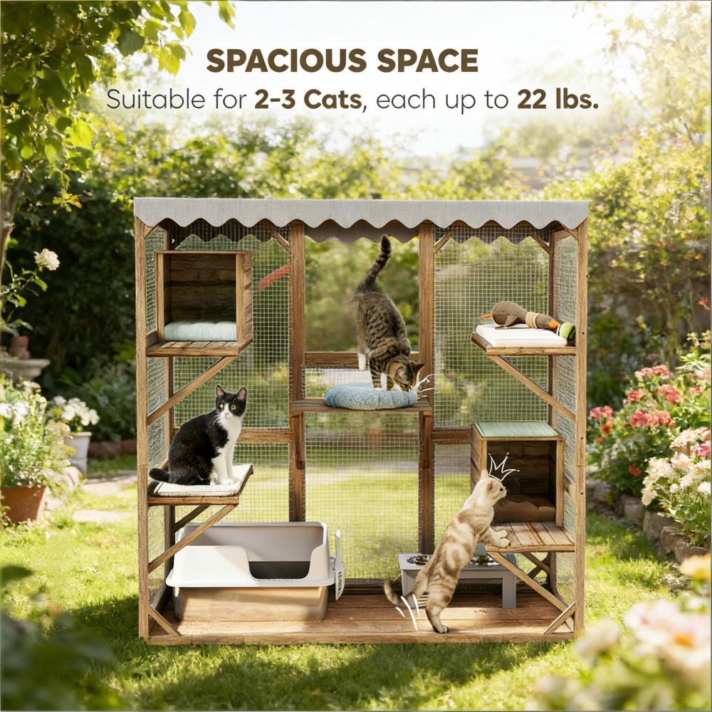 Pet Enclosure,Outdoor Cat Enclosure with Multi-Level