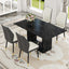 Table and chair set.Black Marble Pattern MDF Dining Set - 63'x35.4' with 4 White and dark gray spliced PU Chairs With a Widened Backrest Design.Giving you a luxurious feel.