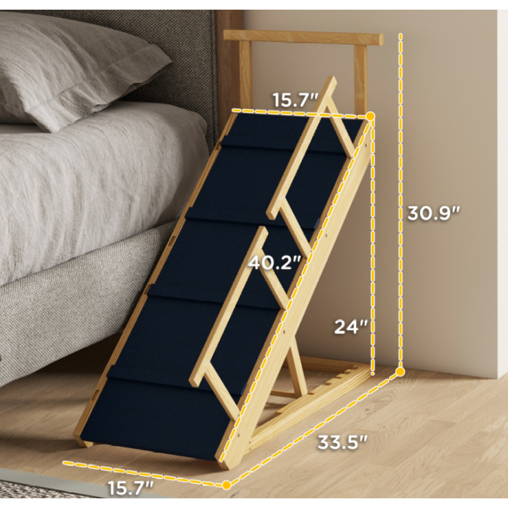 Adjustable Height Pet Steps, Foldable Dog Stairs with  for Small to Large Dogs