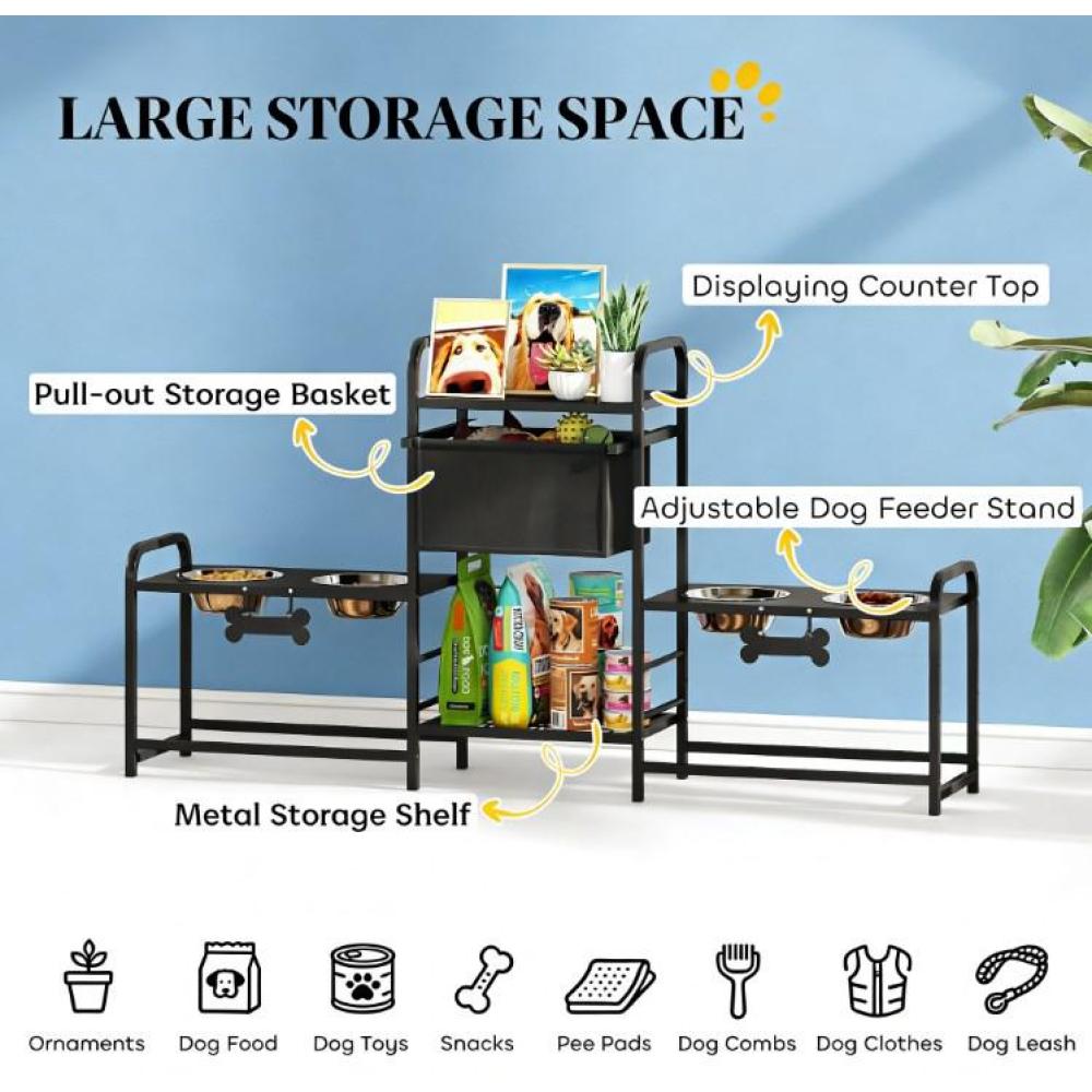 Pet Feeding Station,Height Adjustable Dog Bowl Stand