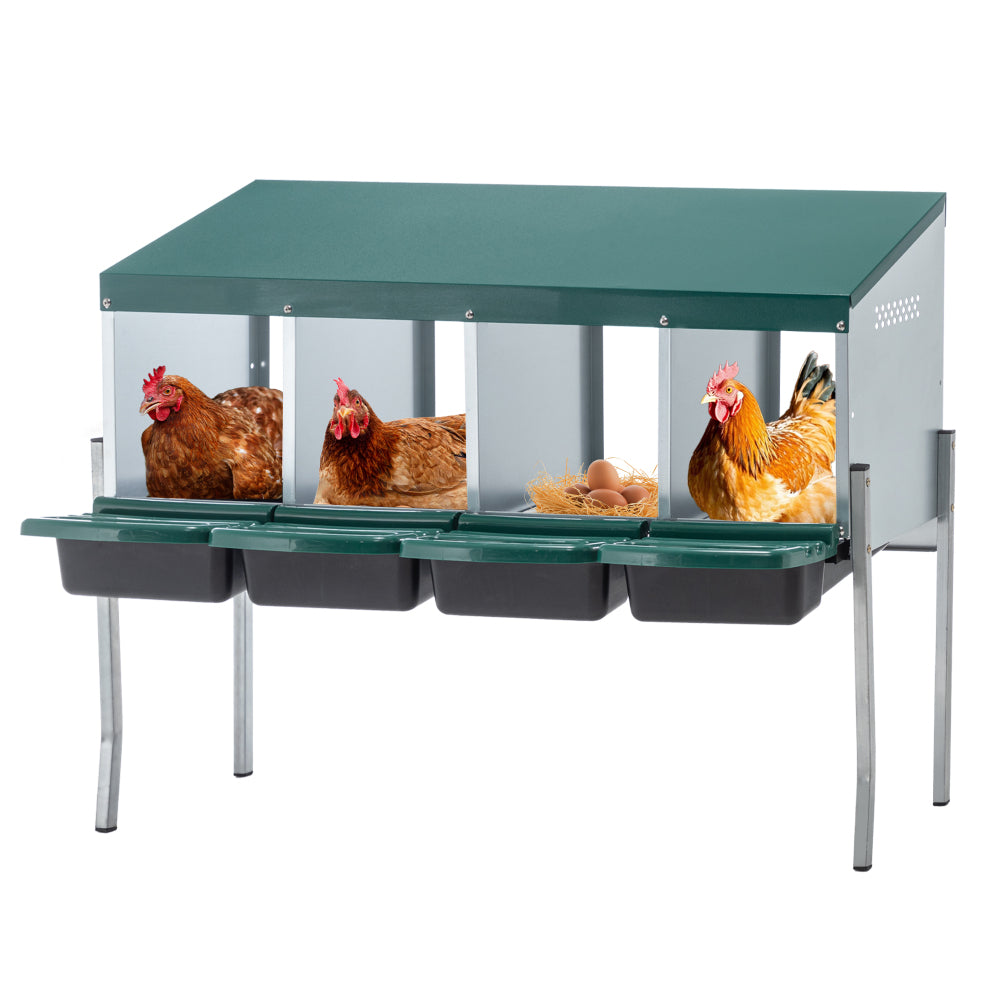 6 Compartments Chicken Nesting Box for Laying Eggs, Roll Away Chicken Laying Boxes, Green