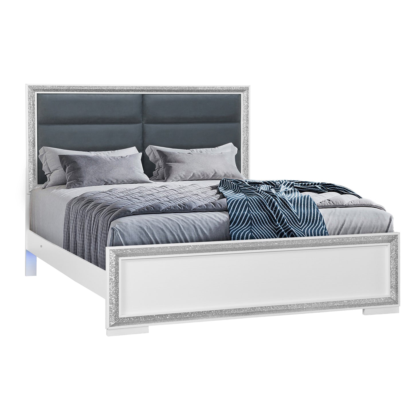 ANNIE SILVER QUEEN BED WITH LED