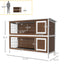 PawHut 54" 2-Story Large Rabbit Hutch Bunny Cage Wooden Pet House Small Animal Habitat with Lockable Doors, No Leak Tray and Waterproof Roof for Outdoor/Indoor Brown